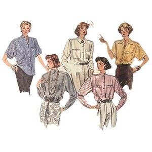 Vintage 80's VOGUE 1813 Sewing Pattern Boyfriend Safari Business Shirt 8-10-12